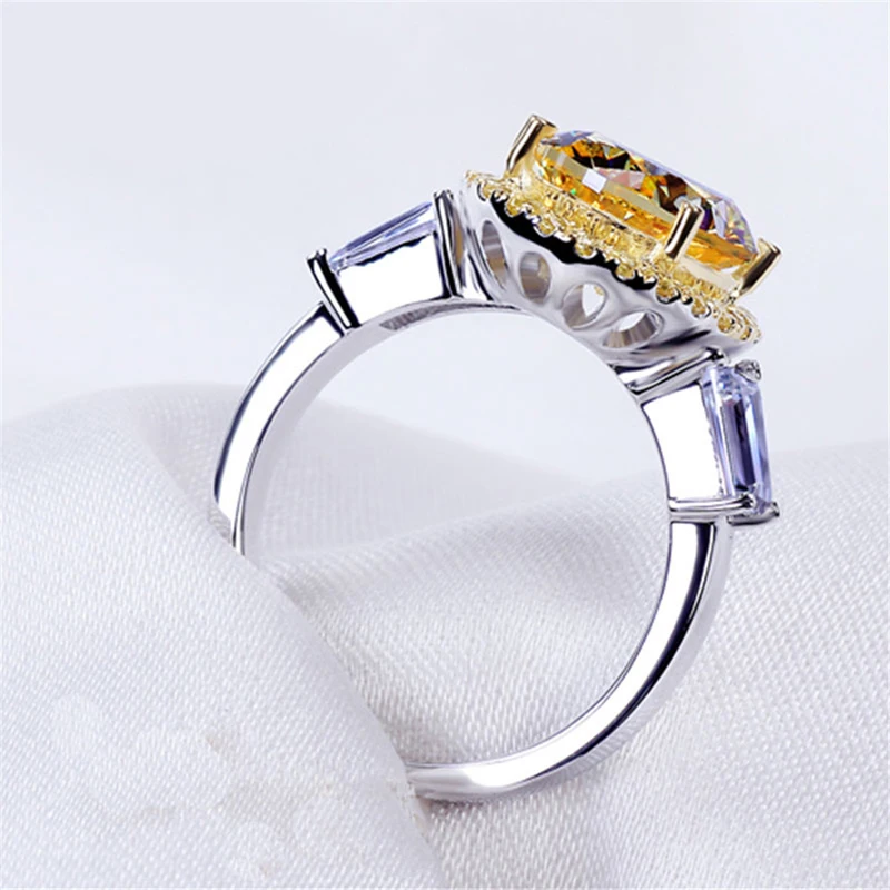 Huitan Nauja Madinga Geltona Cirkonis Moterų Sužadėtuvių Žiedai Elegantiškas Piršto Priedai Jubiliejų Dovana Blizga CZ Moterų Žiedai, Papuošalai