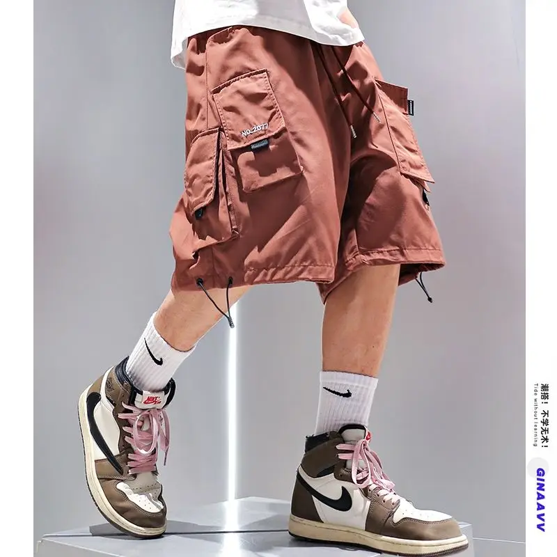 Vasaros Plonas Krovinių Šortai Multi-Pocket Hip-Hop Atsitiktinis Kelnės Mados Drabužių Kpop Korėjos Drabužių Laisvi Šortai Vyrams Streetwear