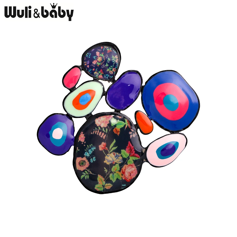 Wuli&baby Emalio Gėlių, Geometrinių Sages Moterims Unisex 4-color 