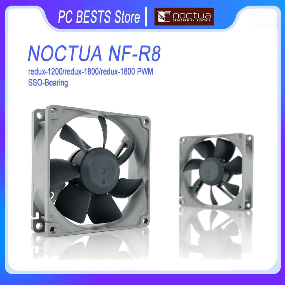 Noctua NF-R8 redux 80mm Kompiuteris Tylus ventiliatorius 3Pin/PWM 4Pin Protingas temperatūros kontrolės CPU Aušinimo ventiliatorius