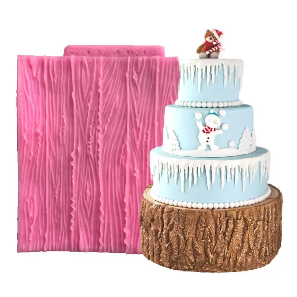 1Pc Medžio Žievės, Medienos Tekstūros Modelis Kilimėlis Minkštas Silikono Formos Pyragas Apdaila Cukraus Pelėsių Kepimo Šokolado, Pelėsių įrankis