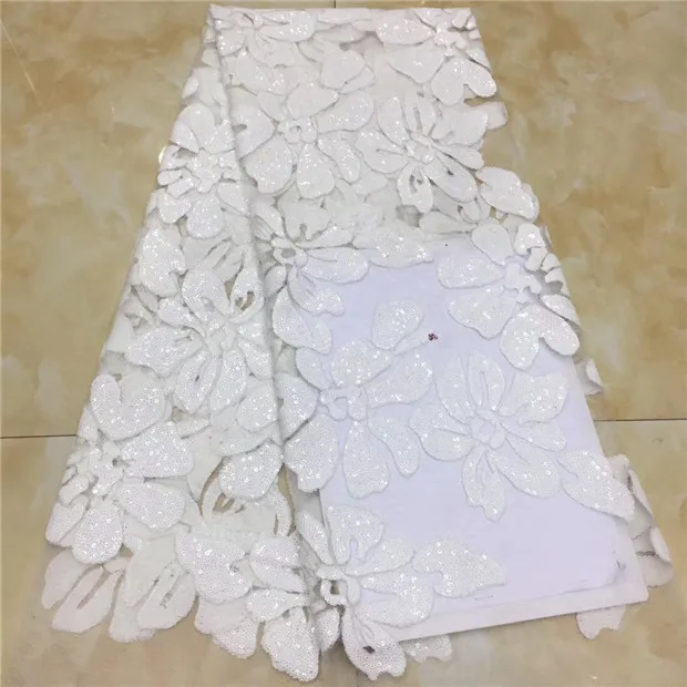 Aukštos klasės Nigerijos 3D vestuvių nėrinių audinio vaiskiai balta vėliau kaip iki Afrikos nėriniai, prancūzų nėrinių audinys, 2018, dubajus blizgučiais suknelė X11