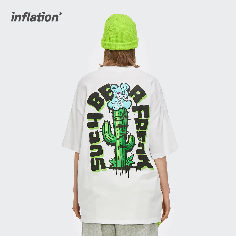 INFLIACIJA Harajuku T-shirt Vyrai Street Wear Grafiti Hip-Hop T-shirt Vasaros Atsitiktinis Apvalios Kaklo trumpomis Rankovėmis T-shirt Vyrai 5283TS21