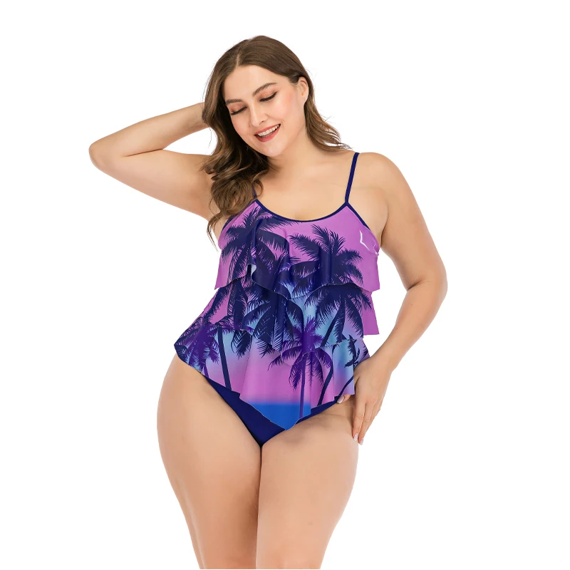 2021 Naujas Seksualus Plius Dydis 10XL maudymosi Kostiumėliai Moterims, maudymosi kostiumėlį Tankini Gėlių Spausdinti Maudymosi Kostiumai Paplūdimio Drabužiai Didelio Dydžio Maudymosi Kostiumas