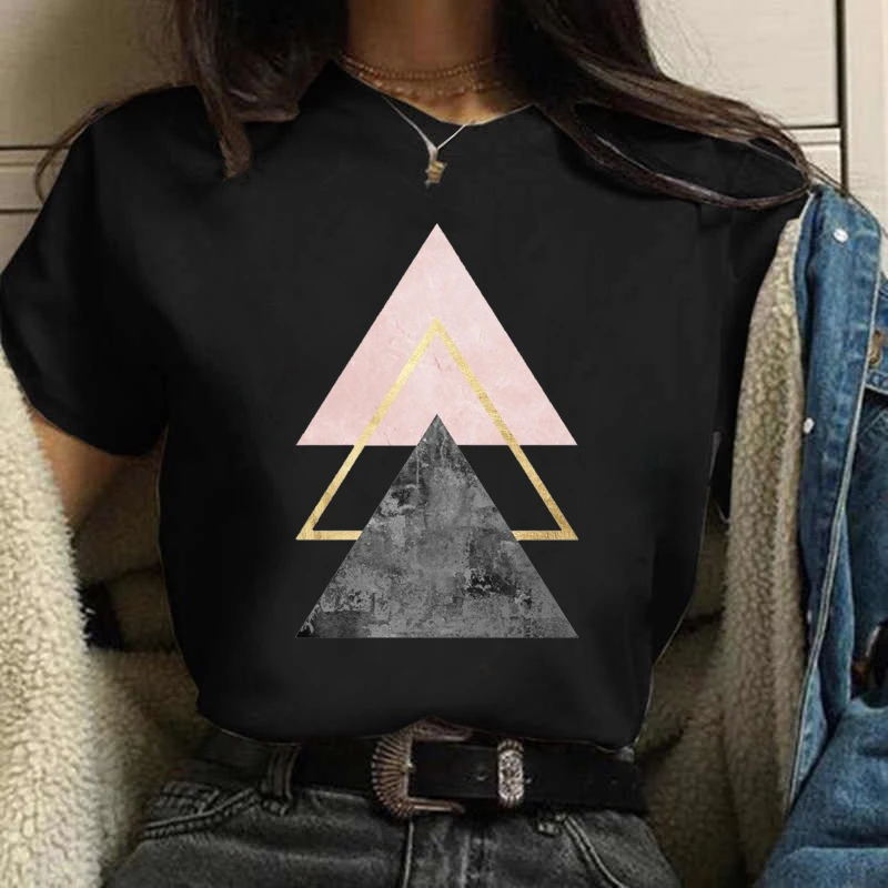 ZOGANK Vasarą Moterys T-shirt Geometrijos Spausdinti Tshirts Atsitiktinis Viršūnes Tee Harajuku 90-ųjų Derliaus Juoda Marškinėlius Mielas Moterų Drabužiai