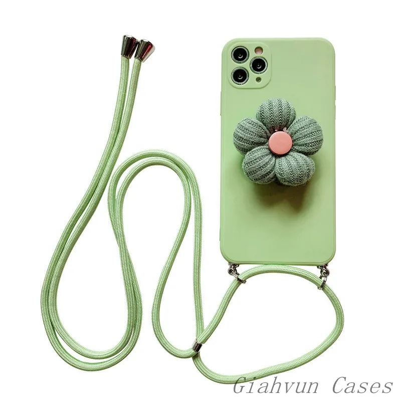 3D Žiemą Gėlių Turėtojas Stovėti Virvelę Minkštas Telefono dėklas Skirtas iphone 12 11 Pro Max X XR XS 6 7 8 Plius Padengti Samsung S8 S9 S10