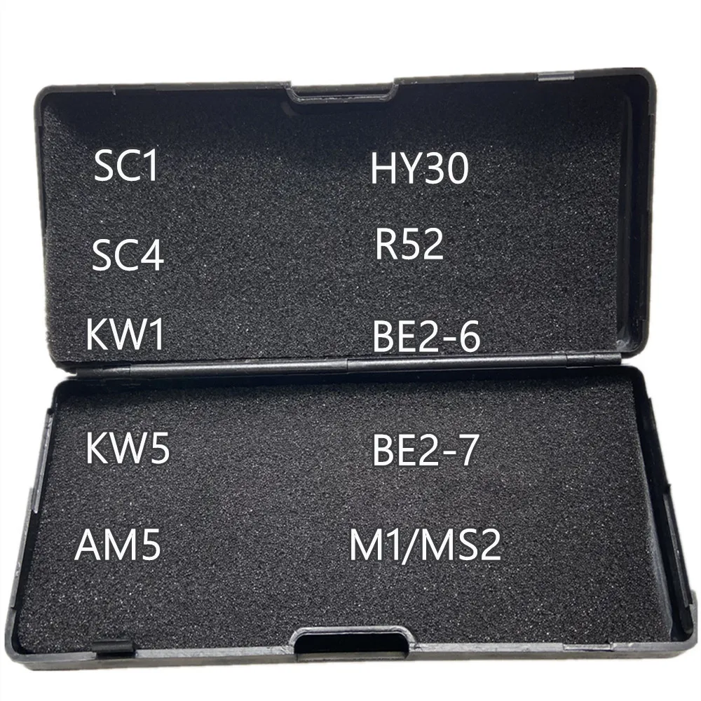Lishi 2 in 1 dekoderis įrankis lishi SC1 KW1 KW5 SC4 M1 AM5 HY36 BE2-6 7 R52 KTM1 spynų priemones, nustatyti automobilio raktas