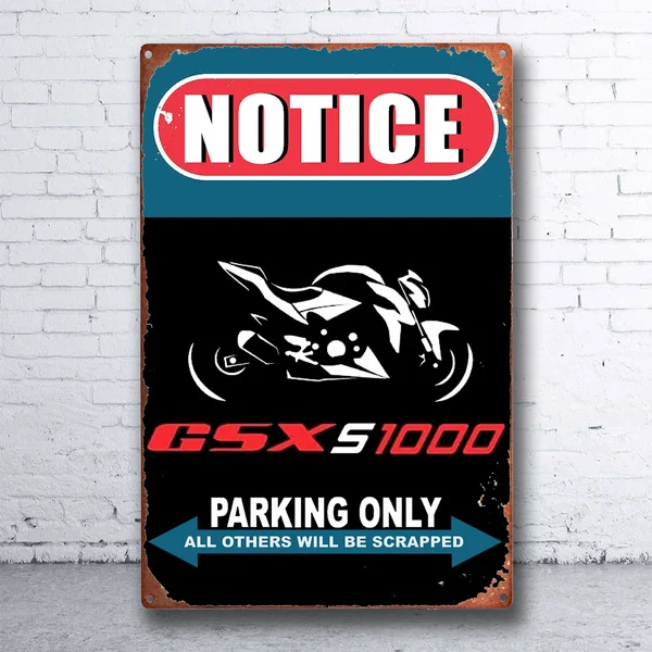 Pranešimo Moto Suzuki Gsx S 1000 Automobilių Stovėjimo Aikštelė-Tik Tin Pasirašyti Bar Pub Namo Garažas Plakatas Metalo Plakatas Sienos Meno Dekoro