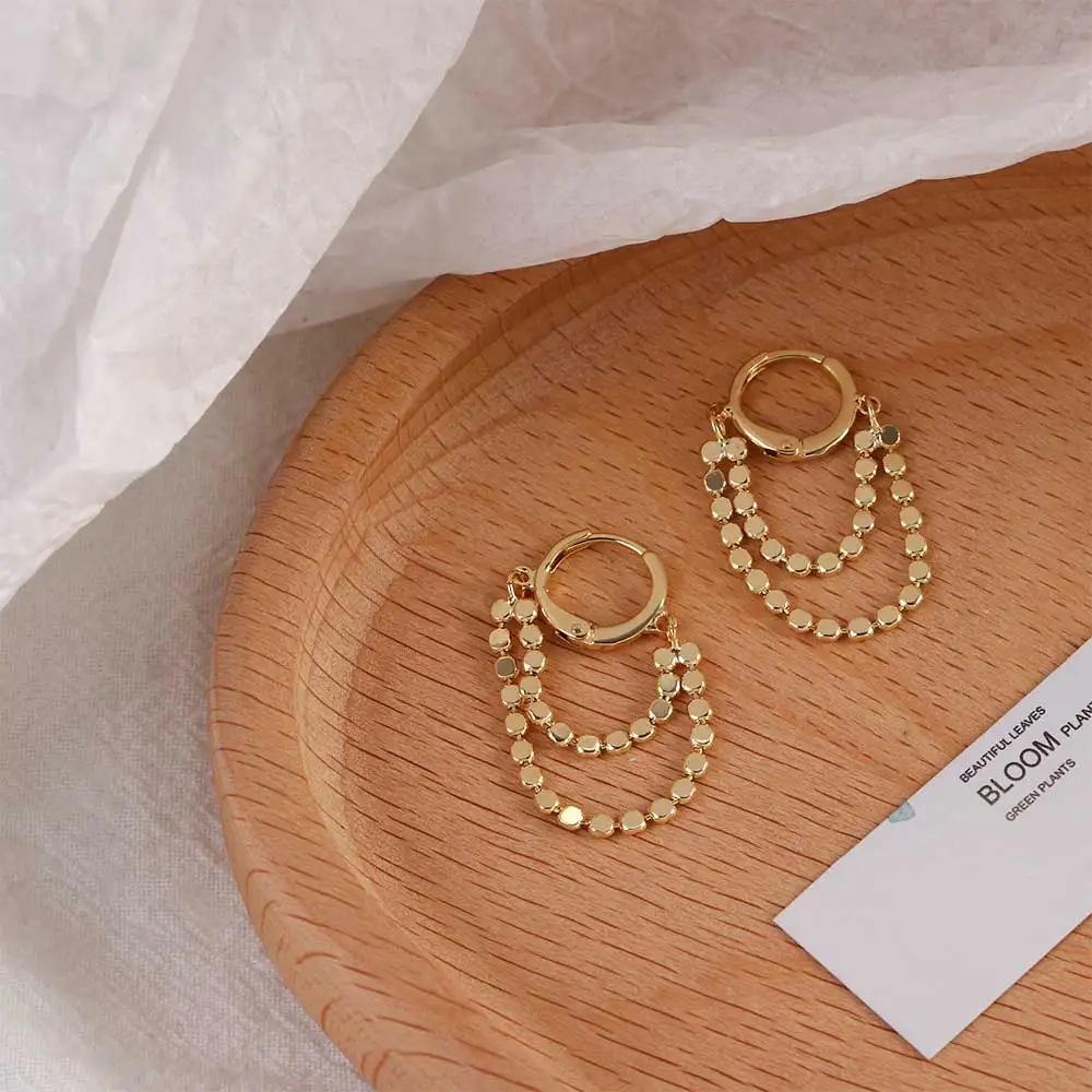 Dukart Sluoksnių Zawalcowany Aukso Auskarai Kutas Ratu Geometrijos Auskarai Moterims Minimalistinio Mažas Lankai