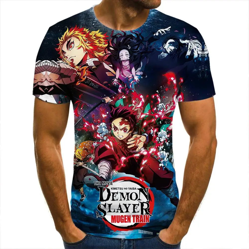 3d T -Shirt Demon Slayer Visą Vyrų, Moterų, Vaikų Drabužių trumpomis Rankovėmis Kietas Tees Mados Atsitiktinis Vasaros Berniukas Mergaitė Vaikai Streetwear