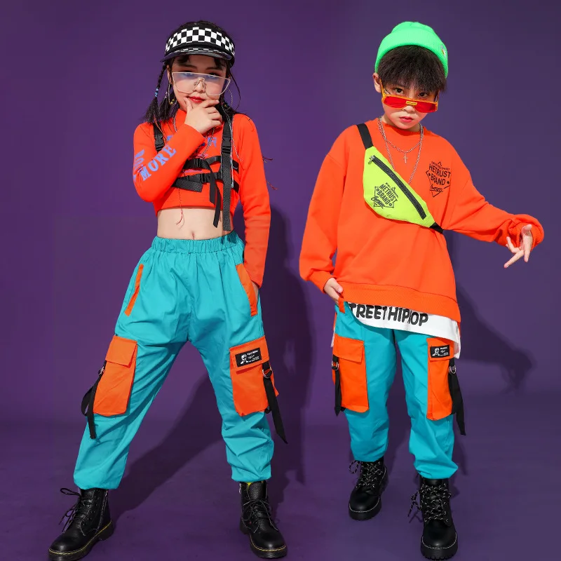 Berniukai Hip-Hop Merginos Krovinių Ziajać Pasėlių Top 2 Vnt Rinkiniai Vaikams Palaidinukė Gatvės Šokių Drabužius Cool Apranga Džiazo Paauglių Streetwear Kostiumai