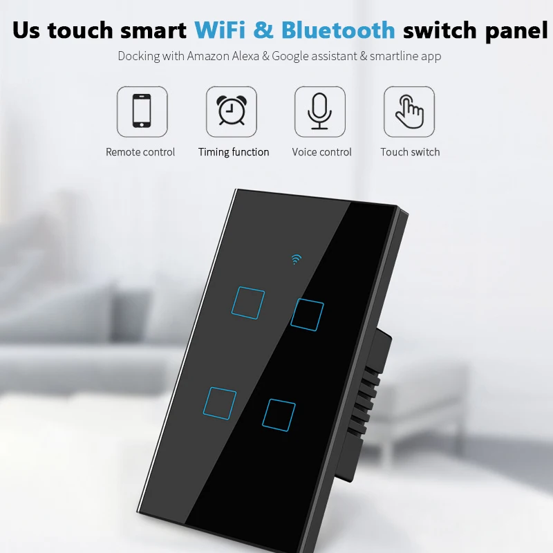 Smart Switch 1-4Gang TUYA WiFi 120 Tipas Smart Touch Wall Šviesos Jungiklis Protingo Namo Automatizavimo Modulis Nuotolinio Valdymo JAV Standartas