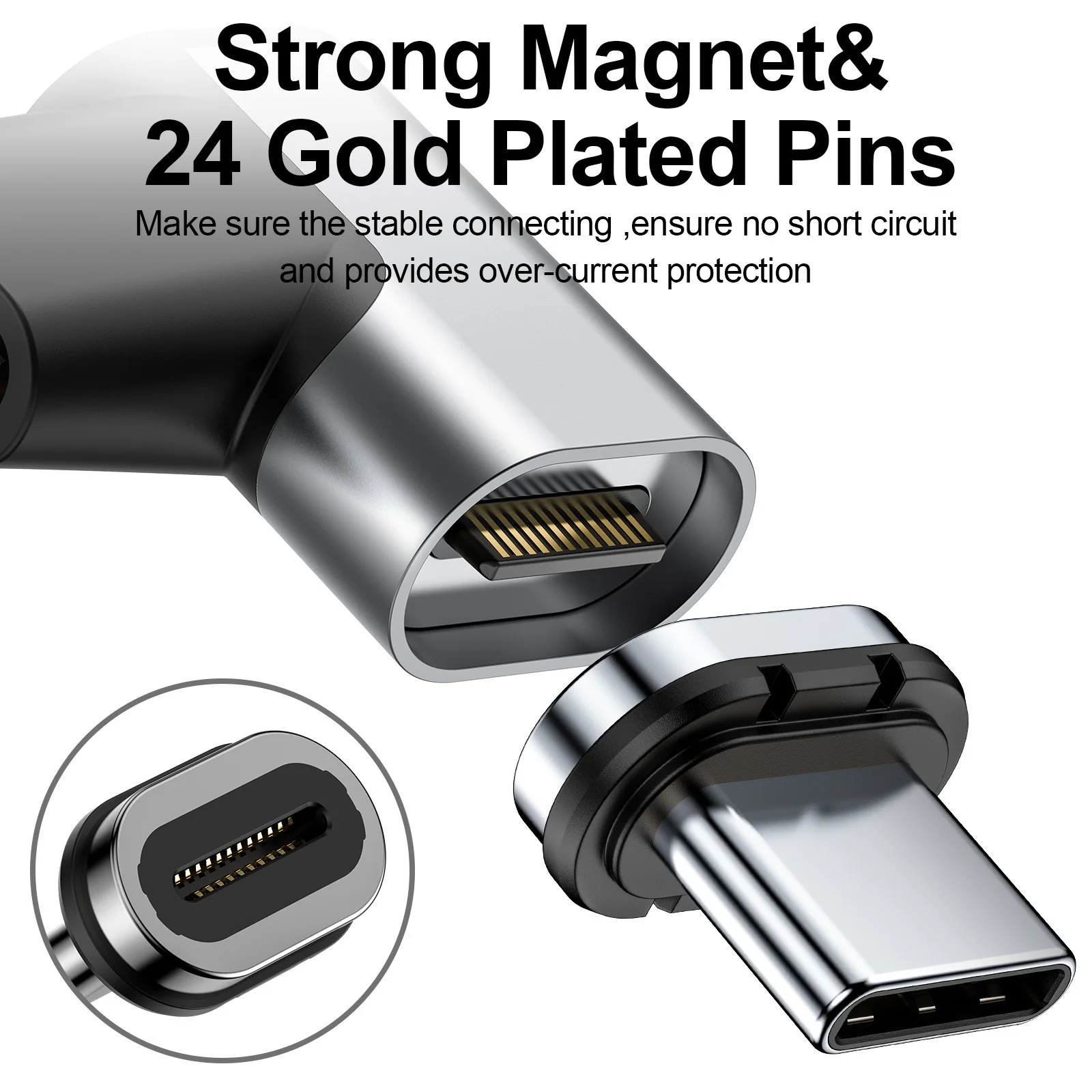 100W 24Pins Magnetinio USB C Adapteris C Tipo Greito Įkrovimo Magnetas Duomenų Keitiklis 10Gbp/s Duomenų apie Daugiau C Tipo Įrenginys