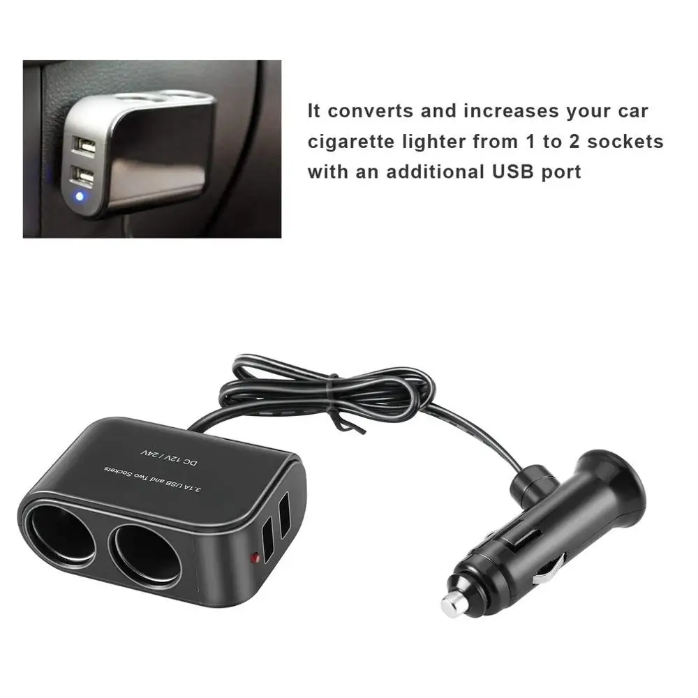 Universalus USB 12V/24V 2 Būdas Automobilio Cigarečių Degiklio +LED Šviesos Jungiklis Auto Skirstytuvo Lizdo Įkroviklis automobilio žiebtuvėlio adapteris