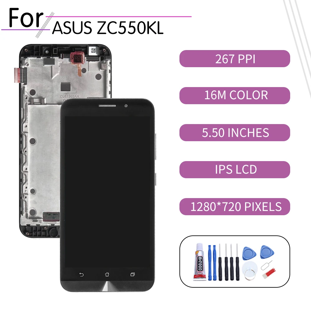 Originalą Asus Zenfone Max ZC550KL LCD Jutiklinis Ekranas skaitmeninis keitiklis Asamblėjos Asus zc550kl Ekranas su Rėmo Pakeitimo Z010D