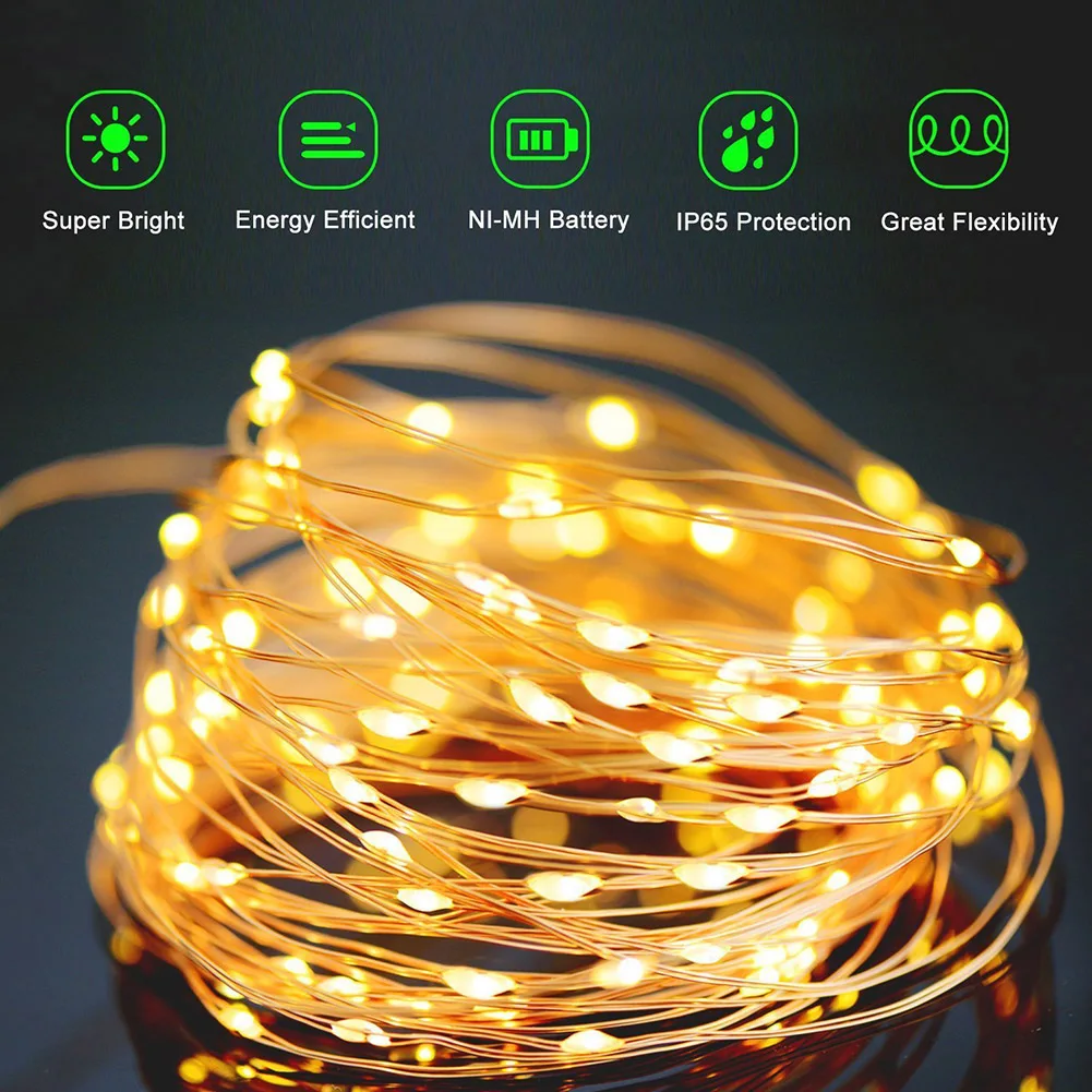 LED Lauko Saulės Lempos String Žibintai 8 Režimas 200 Led Pasakų Atostogų Kalėdų Vakarėlį Girliandą Saulės Sodas Vandeniui 10m
