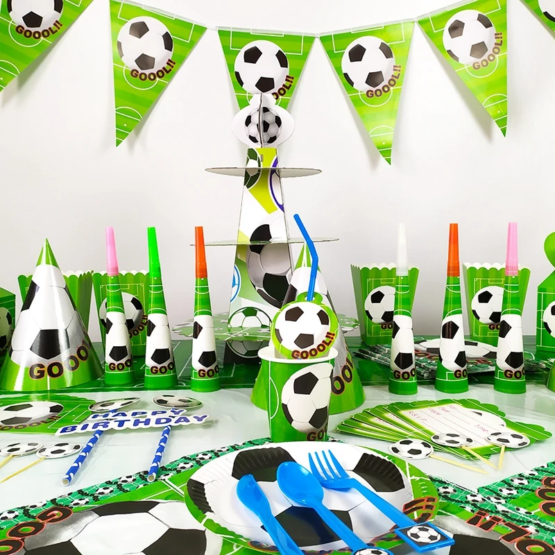 Naujas Mielas Futbolo Tema Gimtadienio Dekoracijas, Vienkartiniai Indai Vaikams Balionai Pompom Baby Shower Šalies Prekių