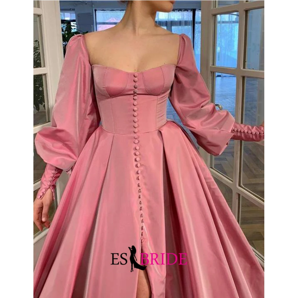 Oldrose-Line Prom Dresses Moteris Vakarėlis U-Kaklo, Ilgomis Rankovėmis Elegantiškas Oficialią Chalatai Vestidos