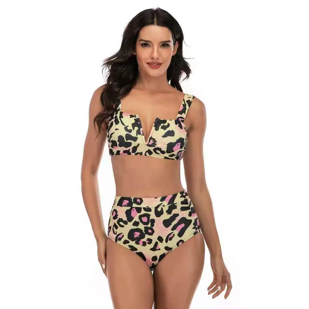 2021 maudymosi kostiumėlį, Leopardas Spausdinti Gilia V Sling Moterų Padalinta Bikini 2 dalių Rinkinys Moterims