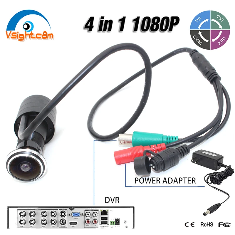 SONY IMX323 960 H Analoginis CCTV Kameros 1080P 4 in1 (HAINAUT/TVI/CVI/CVBS) Mini Durys Akių Skylė Fotoaparato 1.78 MM 