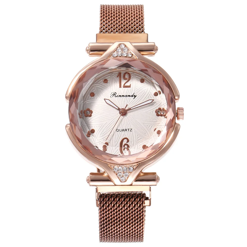 Prabanga Prizminis Stiklas, Magnetas Dirželio Sagtis Ponios Laikrodžiai Cirkonio juoda Kvarco Moterų Žiūrėti Pink Laikrodžiai часы женские zegarek