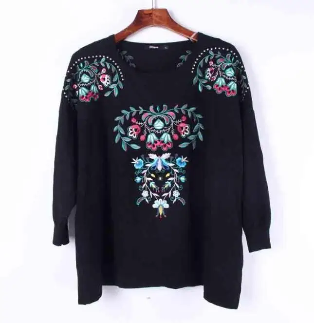 Ispanija Desigual naujas sunkiosios pramonės išskirtinį siuvinėjimo pavasario ir rudens stiliaus trikotažas moterims džemperis prarasti atsitiktinis striukė plonas