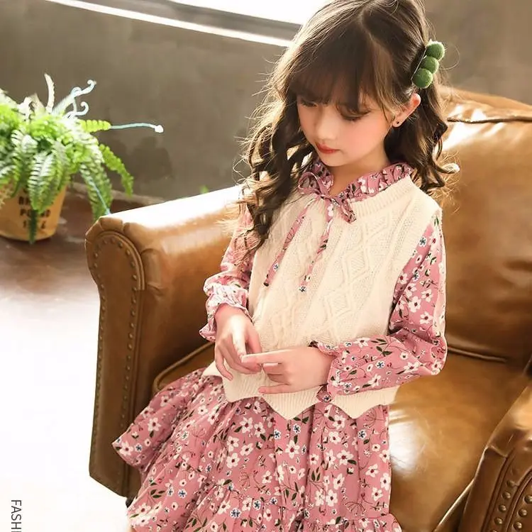 Mergaičių suknelė pavasarį ir rudenį 2021 nauja vaikų drabužių vakarų stiliaus vaikas princesė dress P4529