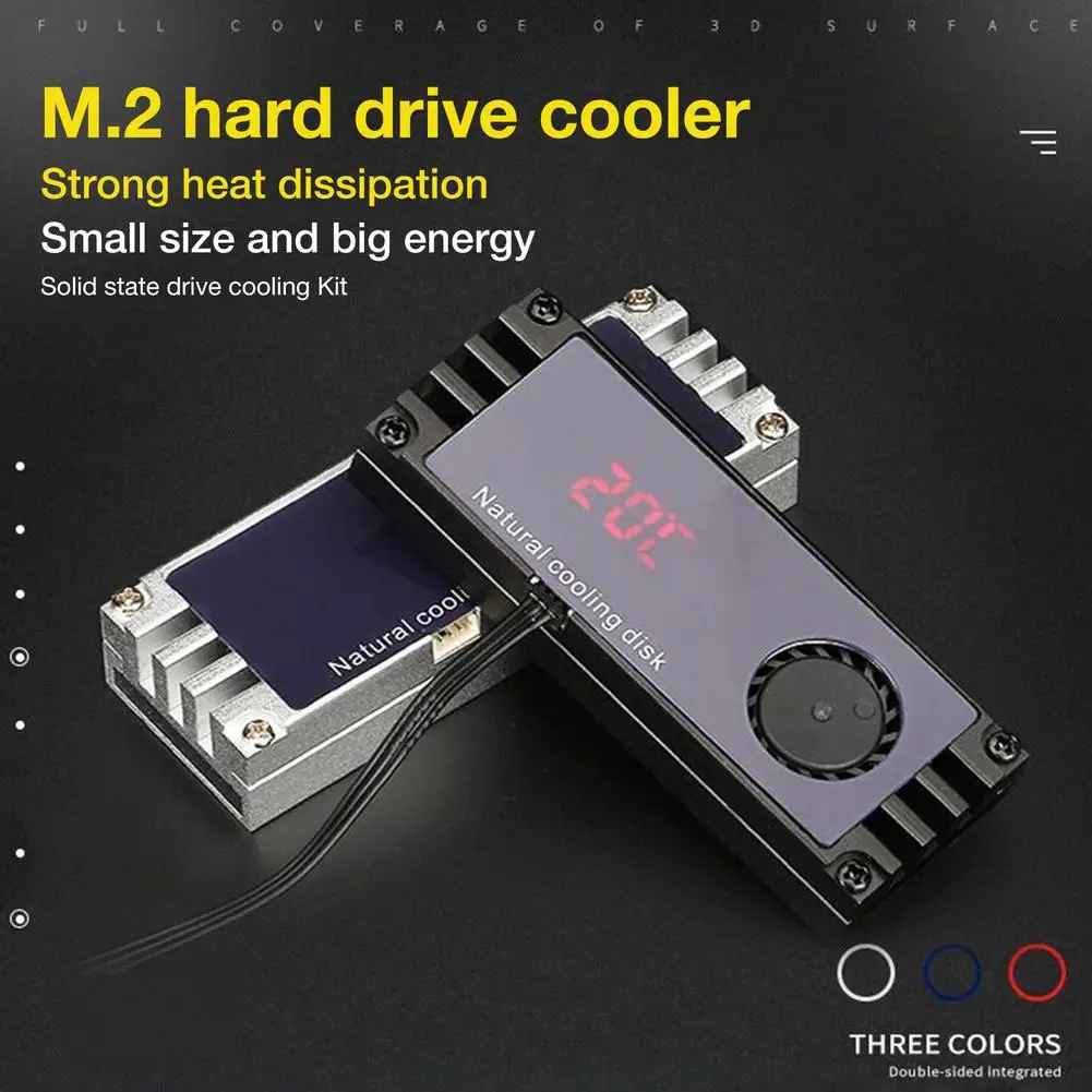 M2 SSD Heatsink Aušinimo Ventiliatorius Aliuminio Lydinio, Šilumos Išsklaidymo OLED Temperatūros Ekranas, Radiatorių Aušintuvo M. 2280 2 NVME SSD