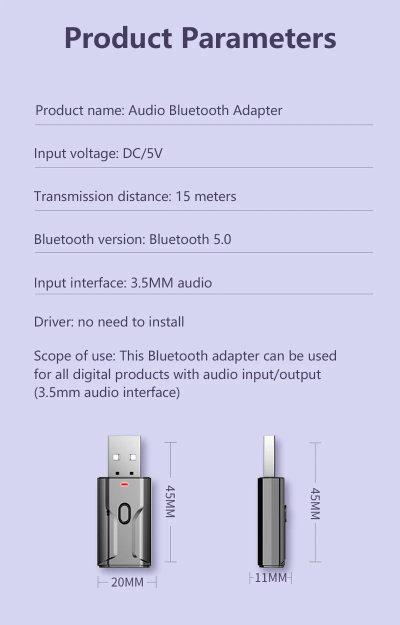 Bluetooth 5.0 Imtuvas Siųstuvas Dvi Viena Mikrofonas, USB ir 