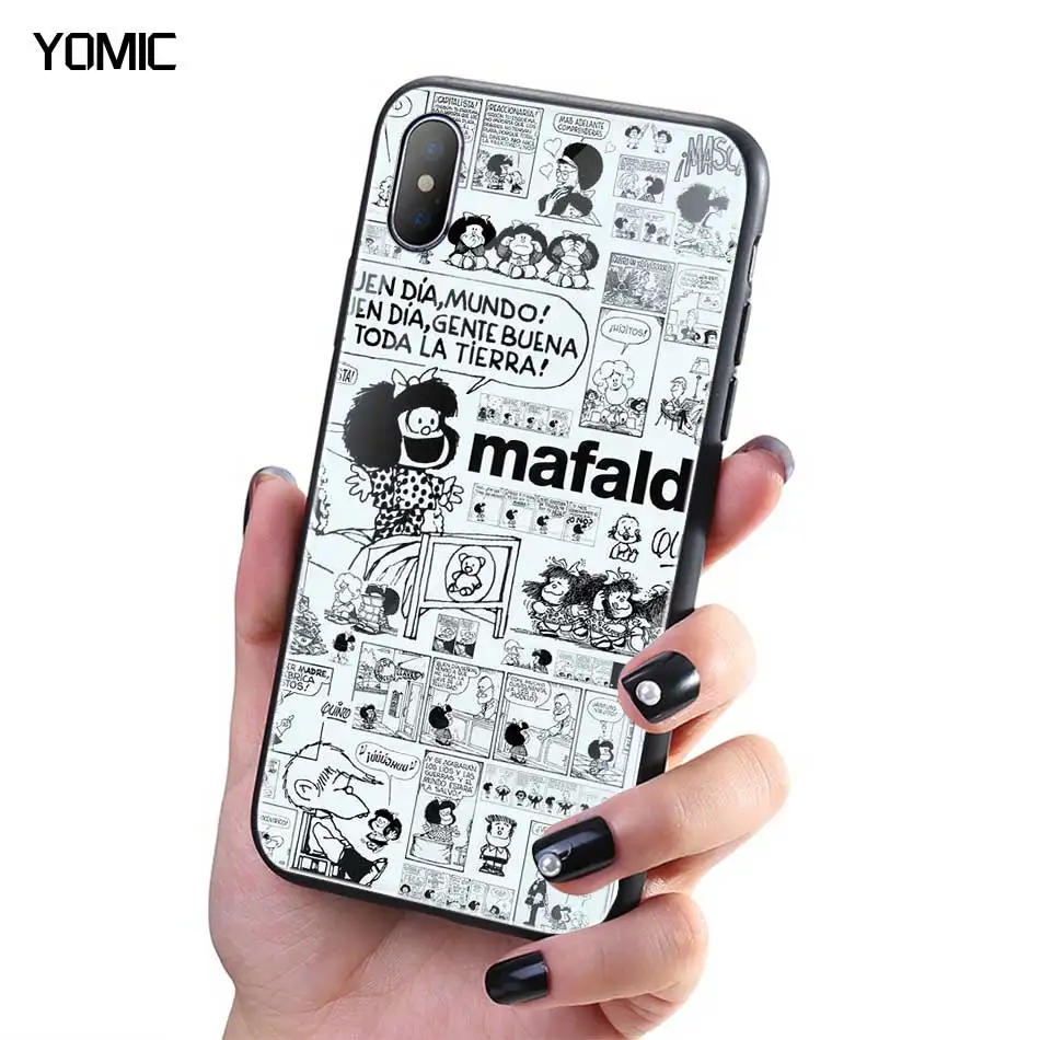 Mafalda Karšto Pardavimo Grūdintas Stiklas Atvejais iPhone 12 mini Pro 11 XS MAX 7 8 XR X 6, 6S Plus SE 2020 Mobiliojo Telefono Maišeliai Padengti