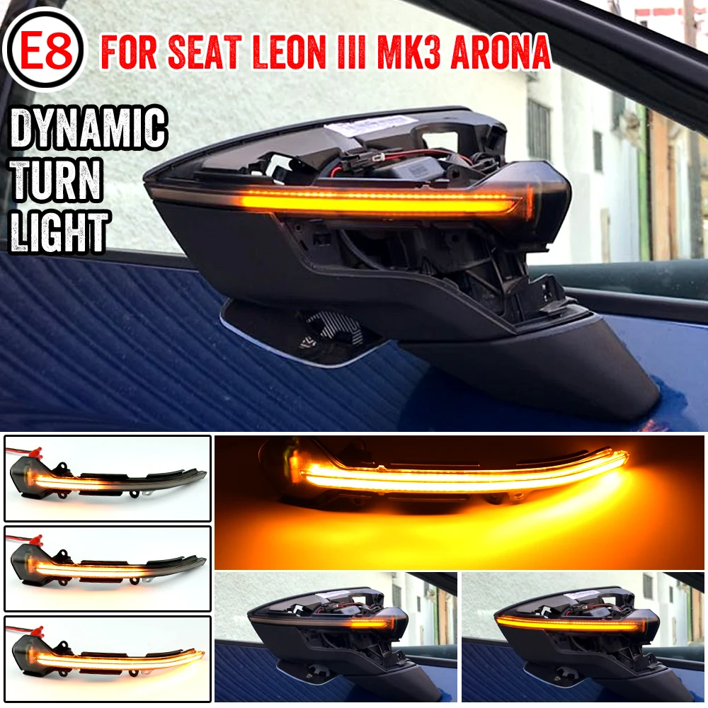 Automobilio Stilius Už Seat Leon III 5F ST FR Cupra Arona KJ7 LED Posūkio Signalo Veidrodis lemputė 2013-2018 m. Dinaminis Indikatorių