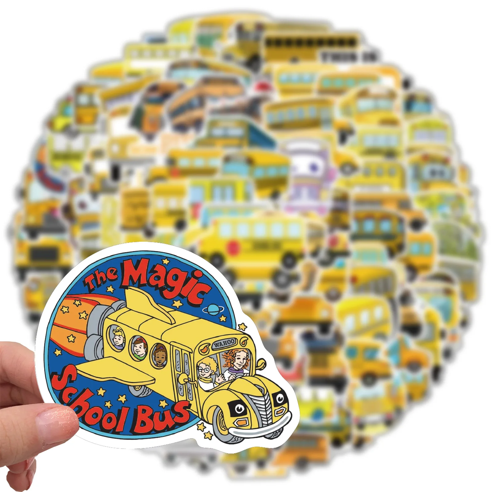 50/100VNT Cartoon Mokyklos Autobusas Lipdukai, pakuotės Riedlentė Šaldytuvas Gitara Motociklo Bagažo 