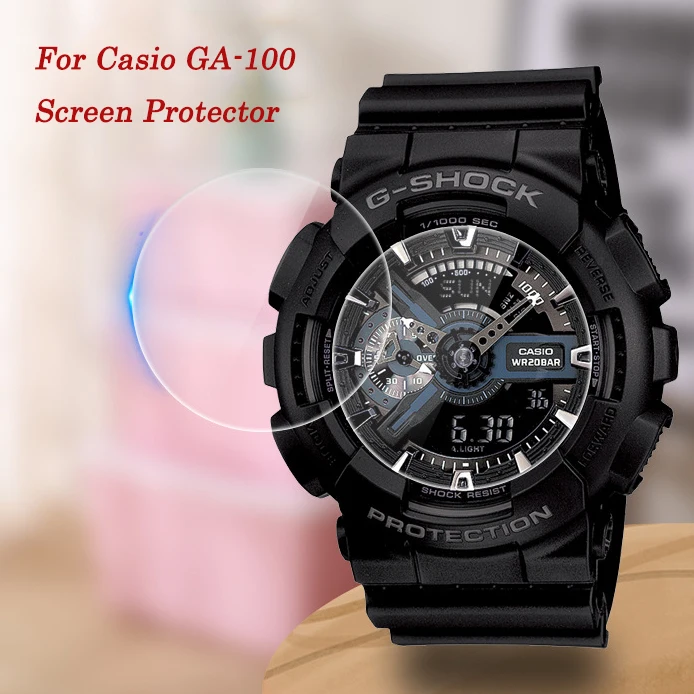 2 Vnt Žiūrėti Screen Protector for Casio G-SHOCK GA-100 Laikrodžiai Apsauginės Plėvelės GA100 Grūdintas Stiklas Filmas Visiška Ekranas