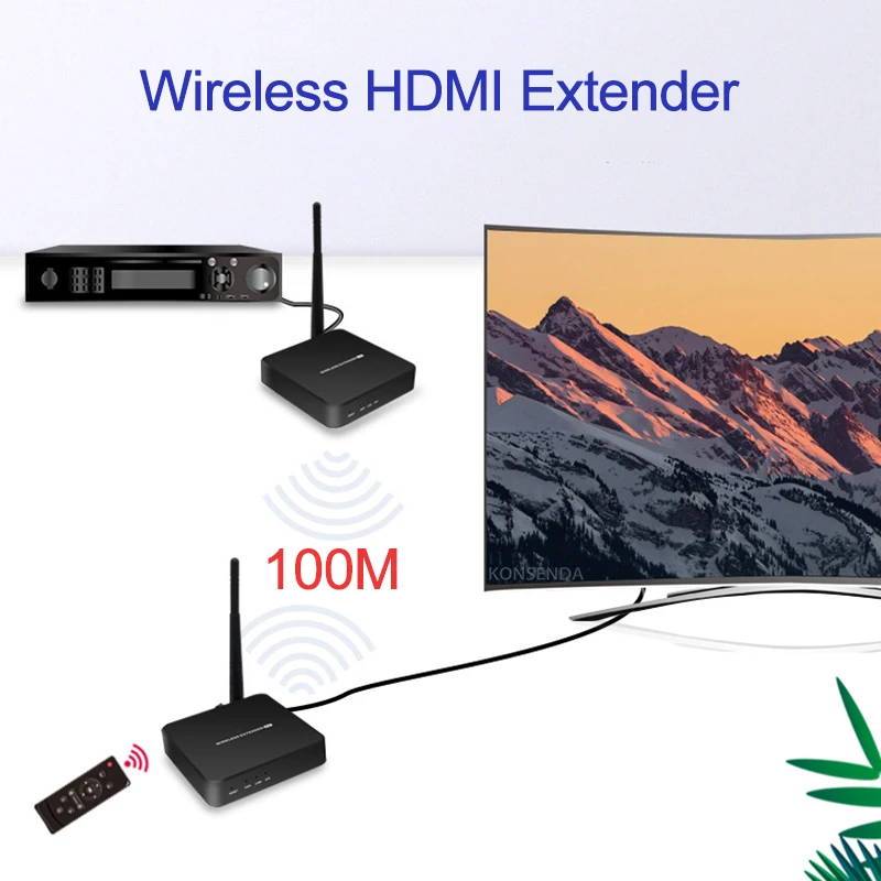 100m Belaidis HDMI Extender Siųstuvas, Imtuvas, Vaizdo Perdavimo Belaidžio ryšio Extender HDMI Siuntėjas Nešiojamojo KOMPIUTERIO Į didelės raiškos TELEVIZORIAUS Ekranas