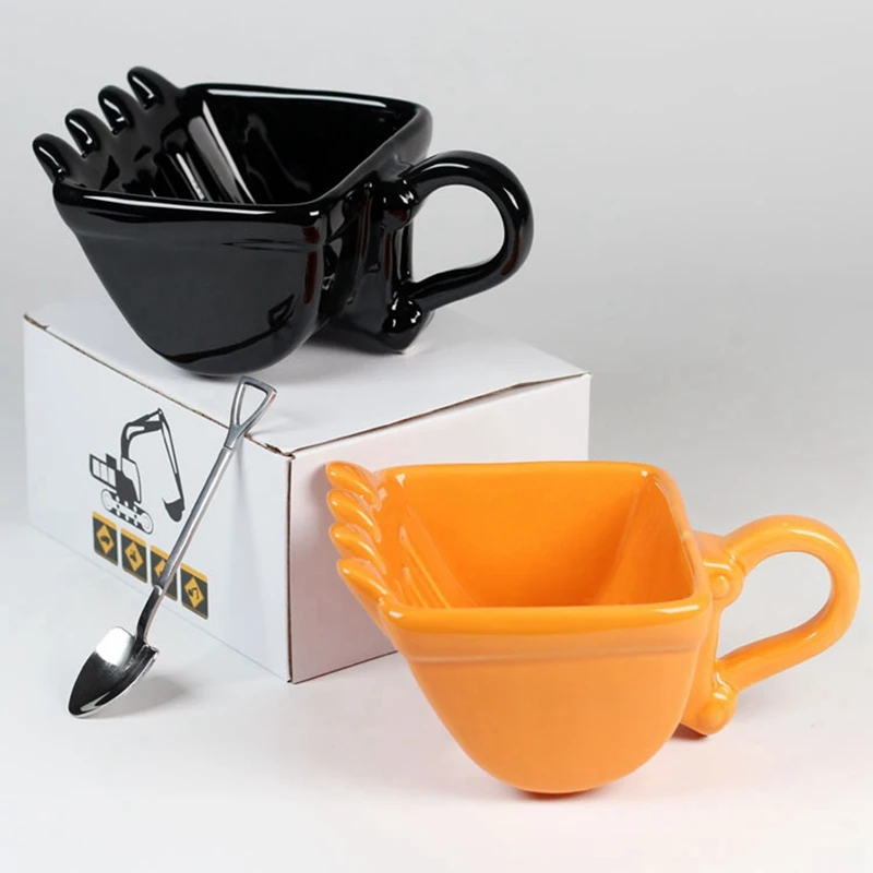 Vieno puodelio ekskavatorių kaušų taurės keista vertus kūrybos juokinga taurės keramikinis puodelis kavinė tortas puodelio arbatos puodelio