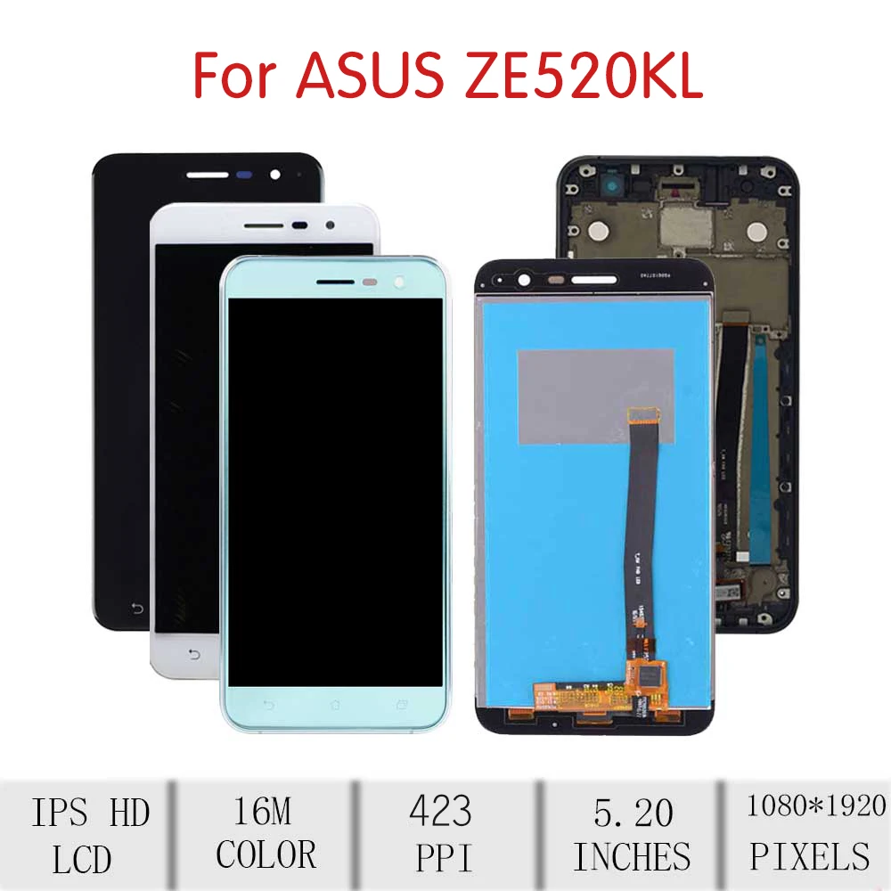 ORIGINALĄ ASUS Zenfone 3 ZE520KL LCD Jutiklinis Ekranas skaitmeninis keitiklis Asamblėjos Asus ze520kl Ekranas su Rėmo Pakeitimo ZA520KL
