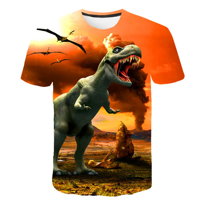 2021 Juros periodo Pasaulyje Sumažėjo Karalystės Kietas Dinozaurų Galvos 3D Print T shirt Berniukų ir mergaičių Hiphop Tee Marškinėlius Berniukas spalvos Drabužius Lašas