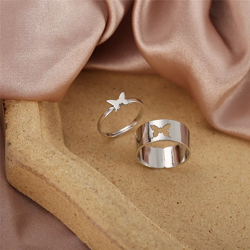 Modyle Madinga Aukso Drugelis Žiedų, Skirtų Moterų, Vyrų Mylėtojas Pora Žiedų Rinkinys Draugystės Dalyvavimas Vestuvių Atidaryti Žiedai, Papuošalai 2021
