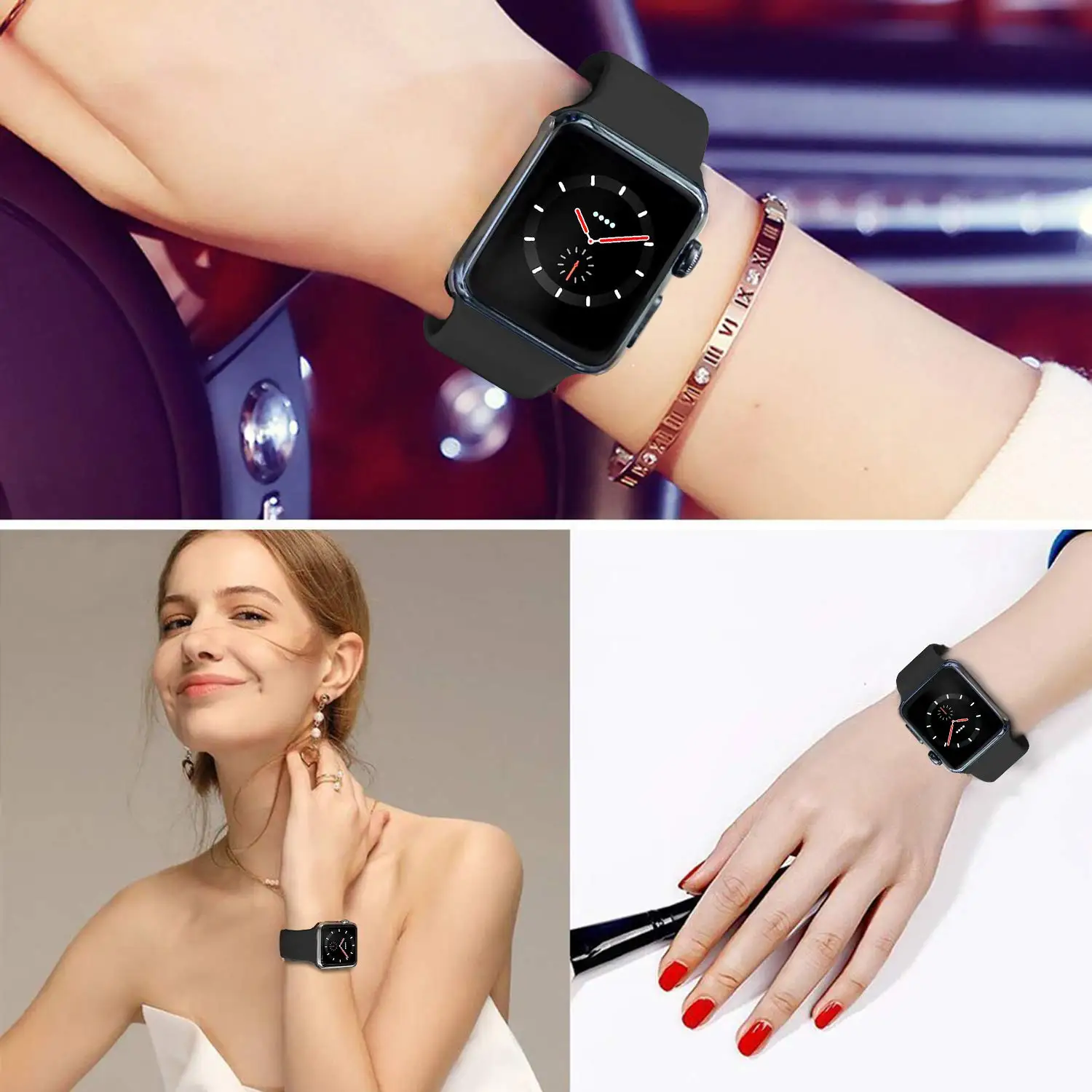Silikono Dirželis Apple watch band 44mm 40mm iwatch 38mm 42mm smartwatch Sporto apyrankės apyrankė 