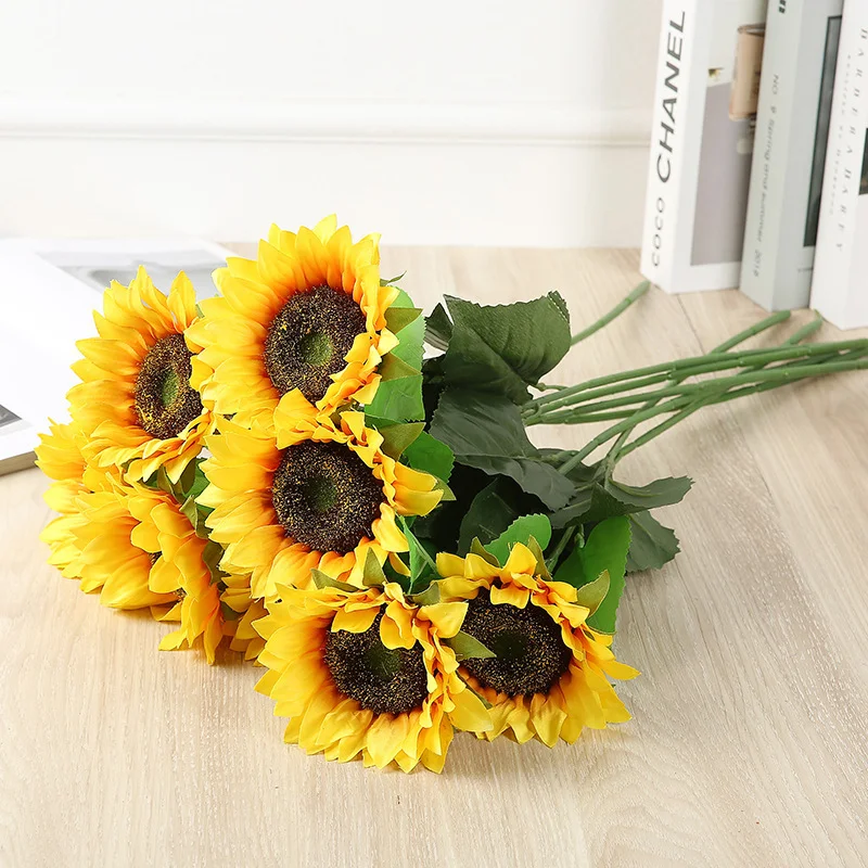 3PCS Saulėgrąžų Dirbtinių Gėlių 60cm Aukštos Kokybės Padirbtų Gėlių Puokštė, skirta 