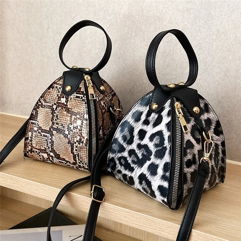Prabanga mini krepšys leopardas spausdinti trikampis maišelį Pečių Maišą Lady Krepšius 