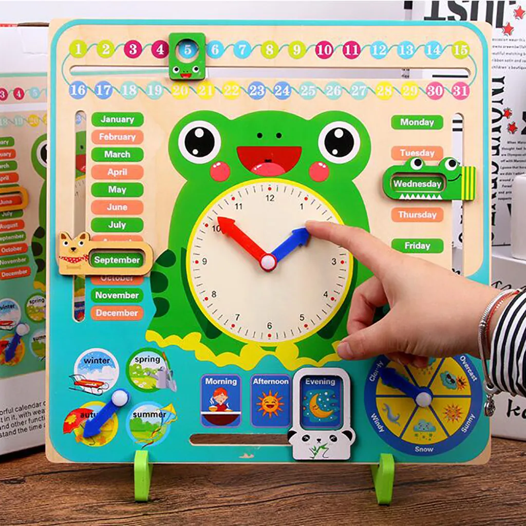 Mediniai Animacinių Filmų Kalendorius Laikrodis Set Vaikų Medienos Kalendoriaus Laiko Pažinimo Atitikimo Žaislai Vaikams Ankstyvasis Ugdymas Švietimo Žaislai L4