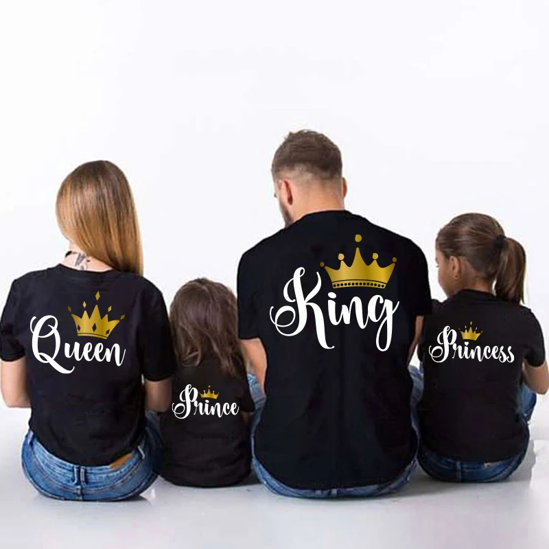 Medvilnės šeimos derinti drabužius marškinėlius Tėvo Sūnus, Motina ir Dukra Tshirts Kūdikių Atsitiktinis Princesė, karalius, Karalienė, komplektai, Šeima atrodo