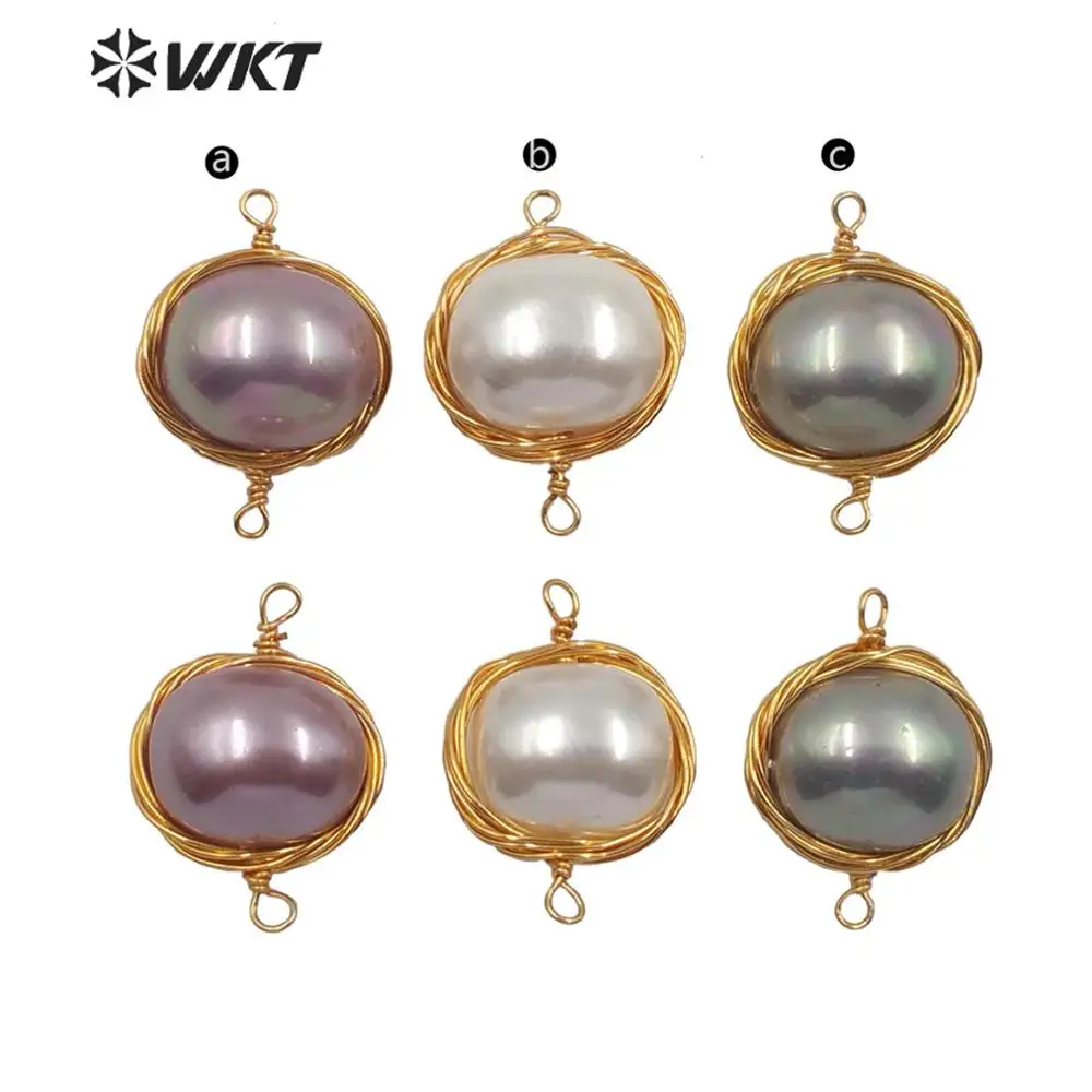 WT-JP208 Aukštos ryškiai kokybės perlų karoliai su handmake viela suvynioti karoliukai jungtys maža žavesio mados perlų karoliukus jungtys