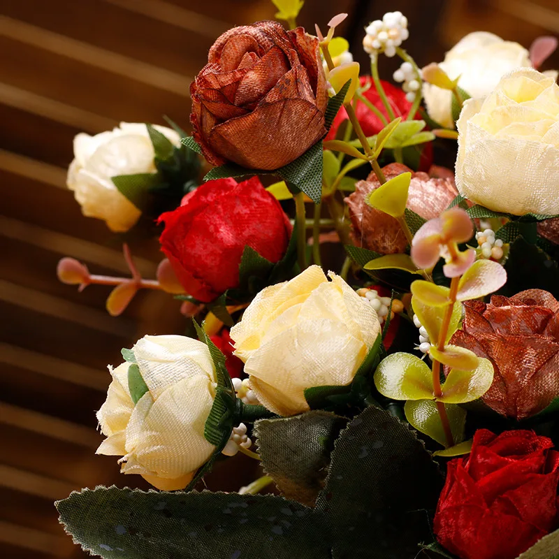 21pcs/daug gėlių galvos nuotaka laikydami rožių puokštės, vestuvių dekoravimas augalų vaza, namų dekoravimo reikmenys, dirbtinės gėlės