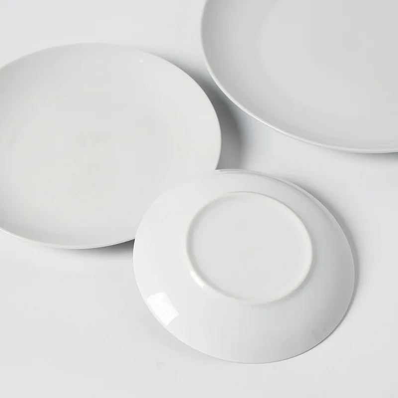 Paprastas Stilius Apvalios Baltos Keramikos Plokštės Kietosios Spalvos Porceliano Plokštelės Namų Taikoma Valgio Lėkštės Kepti Makaronų Plokštė Užkandis Plokštės