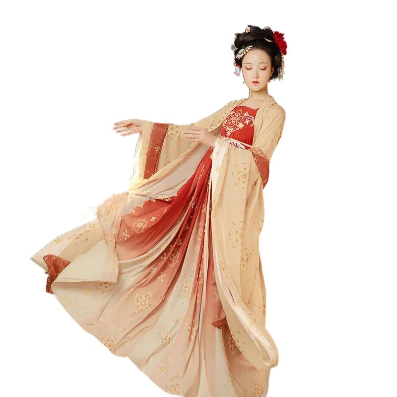 Pavasario naujo stiliaus Tang Dinastijos Hanfu moterų senovės kostiumas Kinų stiliaus super nemirtingas sunkiosios pramonės siuvinėjimo didelis slee