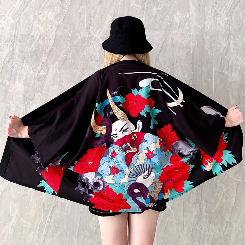 Kimono Moterų Haori Japonijos Drabužius Yukata Moterų Kimono Megztinis Harajuku Japonijos Streetwear Marškinėliai Cosplay Vasaros Kimono 2021