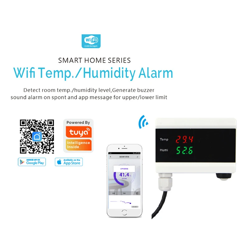 Tuya WiFi Smart Temperatūros Jutiklio Termometras Detektorius Smart Gyvenimo App Namų Termostatas Kontrolės Signalizacijos Nuotolinio Stebėti Šaldiklio Bandymas