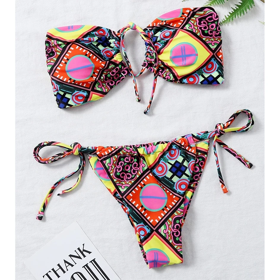 Seksualus Bikini 2020 Bandeau maudymosi kostiumėlį Moterų maudymosi Kostiumėliai Moterims, Mini Diržas Bikini Komplektas Bather Plaukimo Paplūdimio Moters, Maudymosi Kostiumą